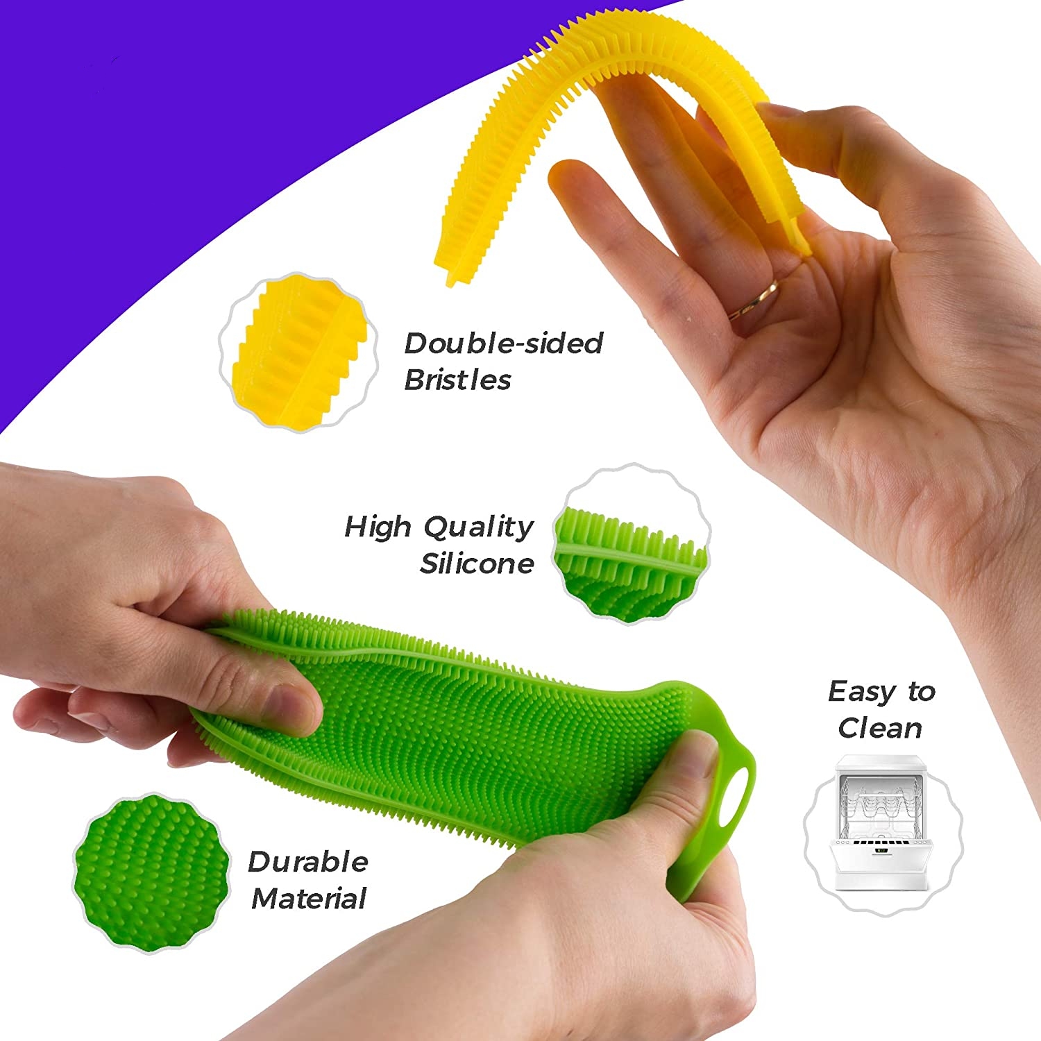 silicone cleaning sponge dish washing kitchen scrubber